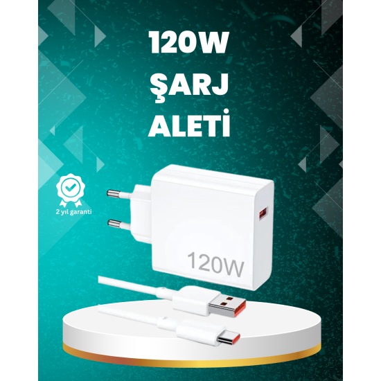 120 Watt Güçlü Hızlı Şarj Adaptörü Huawei P30 P40 Mate 20 Pro Uyumlu