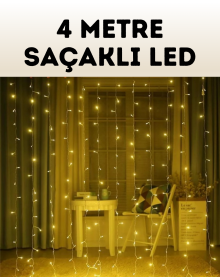 4 Metre Şelale Perde Led Işık Dış Mekan İç Mekan Uyumlu