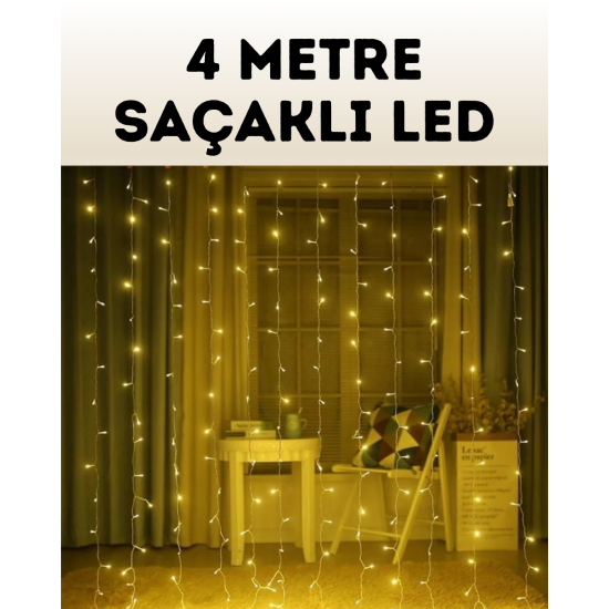 4 Metre Şelale Perde Led Işık Dış Mekan İç Mekan Uyumlu 4 Metre Şelale Perde Led Işık Dış Mekan İç Mekan Uyumlu