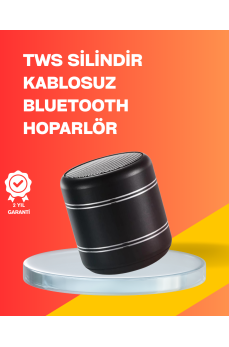 Mini Silindir Kablosuz Hoparlör Güçlü Ses 4W Bas + TWS Senkron Özellik