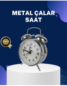 Alarmlı Dekoratif Yuvarlak Masa Saati Gümüş Renk Sessiz ve Işıklı