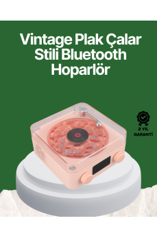 Vintage Tarz Bluetooth Hoparlör – Gece Işığı ve Zaman Göstergeli
