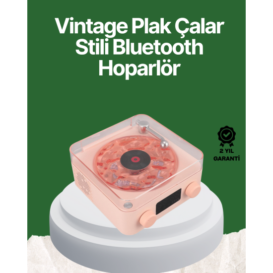 Vintage Tarz Bluetooth Hoparlör – Gece Işığı ve Zaman Göstergeli Vintage Tarz Bluetooth Hoparlör – Gece Işığı ve Zaman Göstergeli