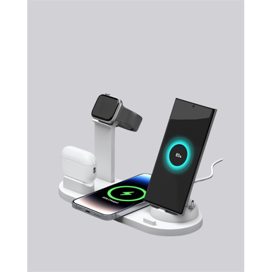 4 Cihazı Aynı Anda Şarj Edebilen Kablosuz Şarj İstasyonu – Çok Yönlü ve Pratik Tasarım