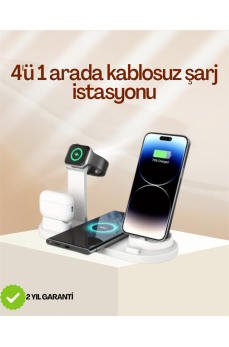 4 Cihazı Aynı Anda Şarj Edebilen Kablosuz Şarj İstasyonu – Çok Yönlü ve Pratik Tasarım