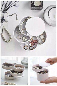 4 Katlı Dönebilen Silindir Takı Ve Makyaj Organizer Kutusu