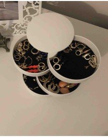 4 Katlı Dönebilen Silindir Takı Ve Makyaj Organizer Kutusu