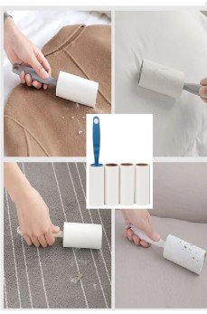 4 Yedekli Tüy Toplama Rulosu 240 Yaprak Evcil Hayvan Elbise Yatak Tüy Saç Toplayıcı