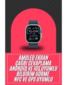 49mm Akıllı Saat Amoled Ekranlı Kadın Erkek Kol Saati Plastik Kordon