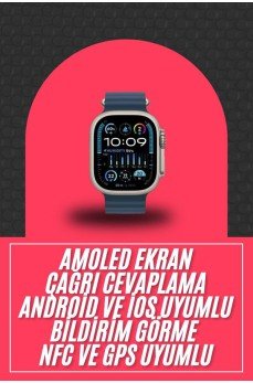 49mm Akıllı Saat Amoled Ekranlı Kadın Erkek Kol Saati Plastik Kordon