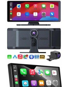 4K 10.2 İnç Çift Kameralı Araç Multimedya Ekranı CarPlay Kablosuz Tüm Cihazlara Uyumlu