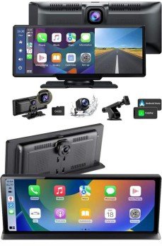 4K 10.2 İnç Çift Kameralı Araç Multimedya Ekranı CarPlay Kablosuz Tüm Cihazlara Uyumlu