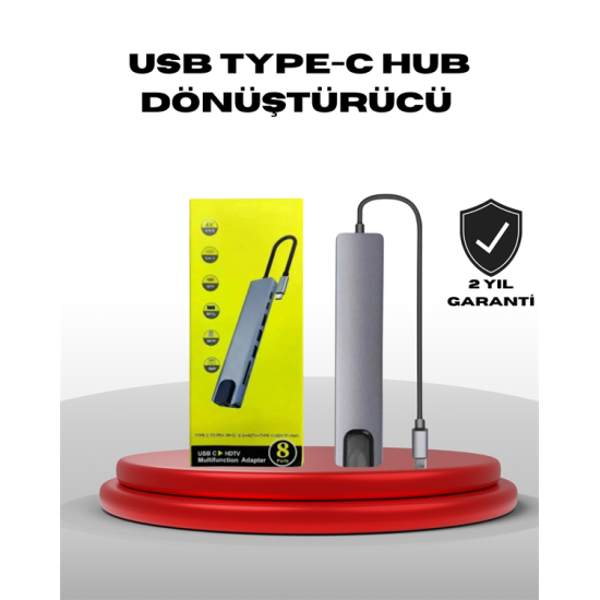 4K HDMI Çıkışlı, Gigabit Ethernet'li USB‑C Çoklu Port Hub 4K HDMI Çıkışlı, Gigabit Ethernet'li USB‑C Çoklu Port Hub