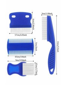 4'lü Bit Pire Tarağı Set Kedi Köpek Evcil Hayvan Tüy Toplayıcı Mavi
