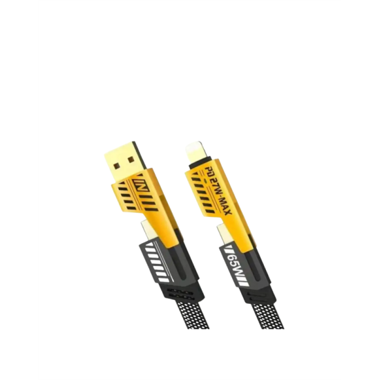 4'ü 1 Arada USB Hızlı Şarj ve Veri Kablosu – 65W Güç, Çoklu Bağlantı, 1.2m 4'ü 1 Arada USB Hızlı Şarj ve Veri Kablosu – 65W Güç, Çoklu Bağlantı, 1.2m