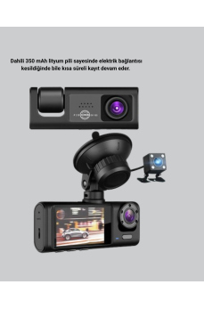 Üç Kameralı Araç DVR Full HD Gece Görüşlü ve 2 inç IPS Ekranlı Üç Kameralı Araç DVR Full HD Gece Görüşlü ve 2 inç IPS Ekranlı