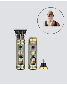 2’si 1 Arada Saç ve Sakal Düzeltici Seti – T Bıçaklı, 8 Farklı Kılavuz Tarağı