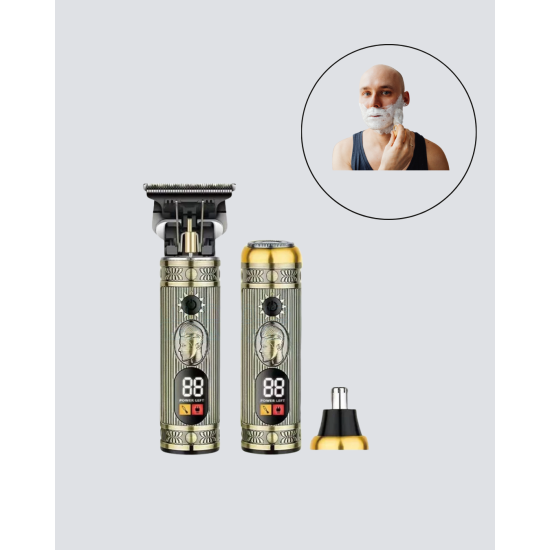 2’si 1 Arada Saç ve Sakal Düzeltici Seti – T Bıçaklı, 8 Farklı Kılavuz Tarağı