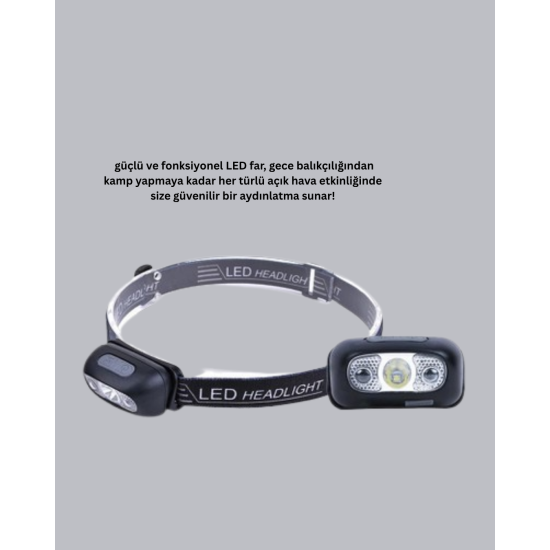 Gece Balıkçılığı İçin Ultra Parlak Şarjlı Kafa Lambası | 4 Işık Modu + USB Şarj Gece Balıkçılığı İçin Ultra Parlak Şarjlı Kafa Lambası | 4 Işık Modu + USB Şarj