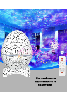 Yıldızlı Gökyüzü Dinozor Yumurta Projektör –  Ayarlanabilir Parlaklık ve Hız