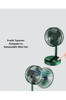 Katlanabilir Mini Fan – 3 Kademeli Soğutma, Şarjlı