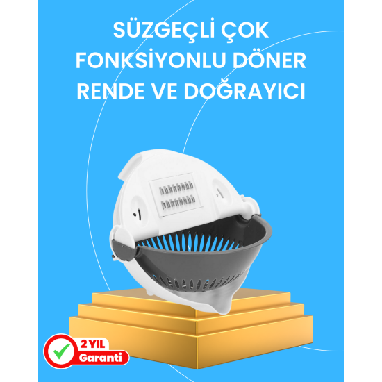 Çok Fonksiyonlu Dilimleyici ve Süzgeçli Mutfak Aparatı