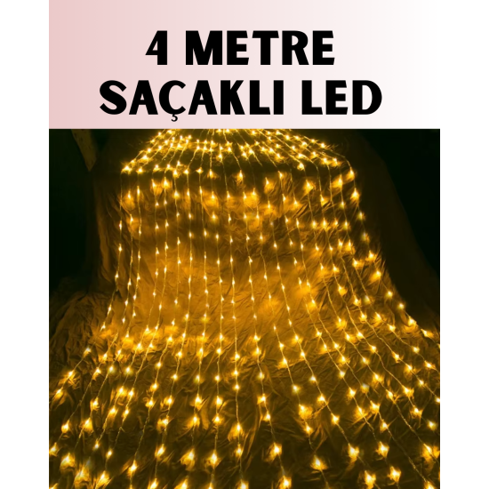 4 Metre Icicle Şelale Led Yılbaşı Perde Işık Sıcak Ambiyans