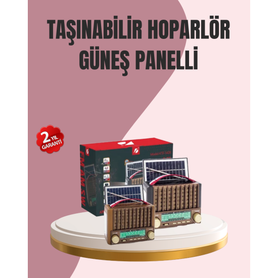 Solar Panel Şarjlı Taşınabilir Radyo Bluetooth Hoparlör Müzik Kutusu