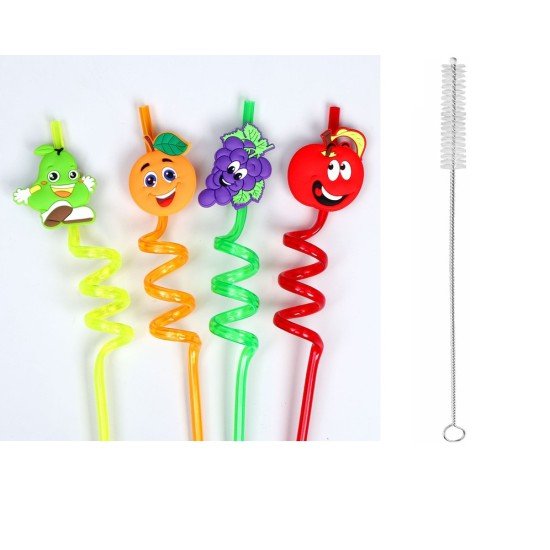 5 Parça Renkli Pipet Seti - Emojili Spiral Kokteyl- Çocuk Pipeti Temizleme Fırçalı 5 Parça Renkli Pipet Seti - Emojili Spiral Kokteyl- Çocuk Pipeti Temizleme Fırçalı