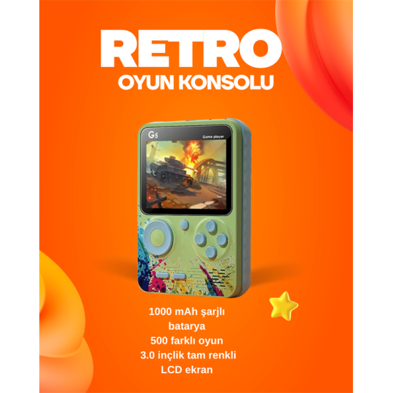 500 Oyun Hafızalı G5 Game Box – Renkli LCD Ekranlı