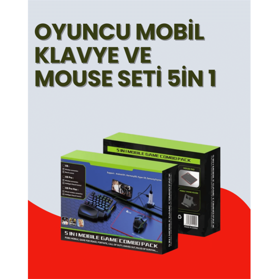 5in1 BT5.3 Mobil Oyun Kiti Klavye Mouse Dönüştürücü Seti 5in1 BT5.3 Mobil Oyun Kiti Klavye Mouse Dönüştürücü Seti
