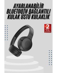 Kablosuz Bluetooth Kulaklık Kulak Üstü Ayarlanabilir Uzun Ömürlü