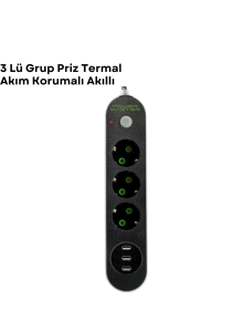 3 USB Portlu Üçlü Priz CXE103