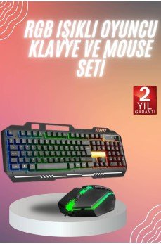 RGB Işıklı   Klavye Q Klavye Mouse Hediyeli