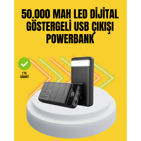 Profesyonel 50.000 mAh Powerbank – Aynı Anda Birden Fazla Cihaz Şarj Eden, Dayanıklı ve Güvenli Taşınabilir Şarj Cihazı