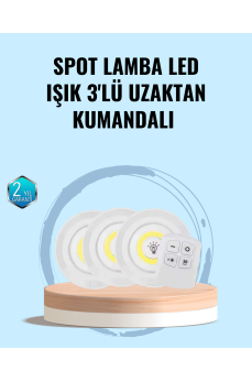 Ev Ofis Kamp İçin Uygun Uzaktan Kumandalı Yapışkanlı Kablosuz Led Spot Lambalar