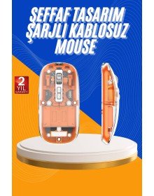 Mouse Fare Kablosuz Mouse Fare Şarjlı Bluetooth Sessiz 5 Tuşlu Şeffaf