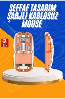 Mouse Fare Kablosuz Mouse Fare Şarjlı Bluetooth Sessiz 5 Tuşlu Şeffaf