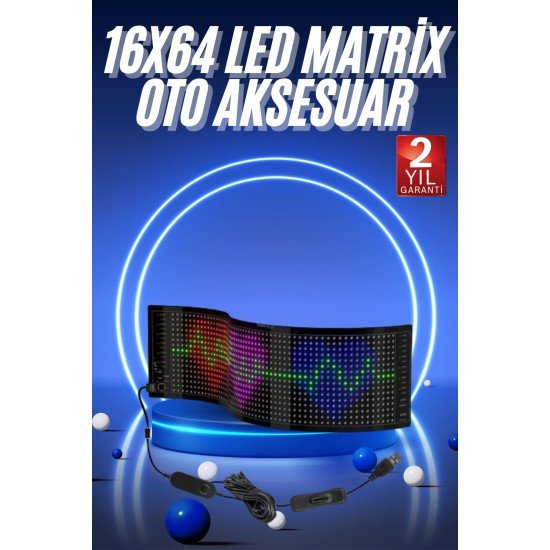 LED Matrix Panel RGB Ekran Kumandalı Araç Camına Uygun