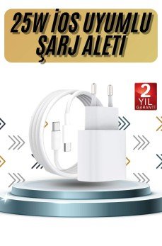 15/Pro/Pro Max 20W İOS Uyumlu Hızlı Şarj Aleti Adaptörlü Beyaz