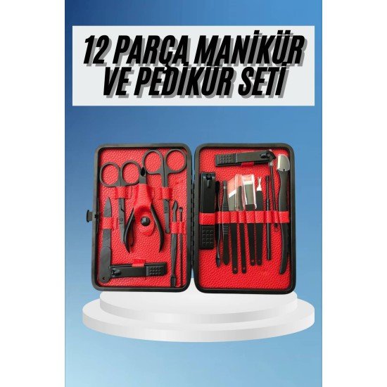 Deri Çantalı Siyah Paslanmaz Çelik 17 Parça Manikür Pedikür Seti Deri Çantalı Siyah Paslanmaz Çelik 17 Parça Manikür Pedikür Seti