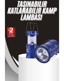 Kamp Lambası Solar Şarjlı Kızaklı Kamp Feneri Led Lamba Işıldak