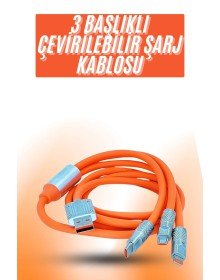 Çoklu Şarj Kablosu USB Type-C İOS Uyumlu 120W Hızlı Şarj Kablosu