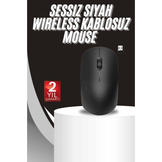 Ergonomik Tasarım Kablosuz Siyah Mouse Hassas Uzun Ömürlü