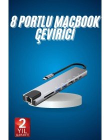 8 Port Çoklayıcı Macbook Ile Uyumlu Çoğaltıcı Type-C dönüştürücü TF SD kart