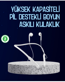 USB Şarjlı Uzun Ömürlü Boyun Askılı Bluetooth Kulaklık