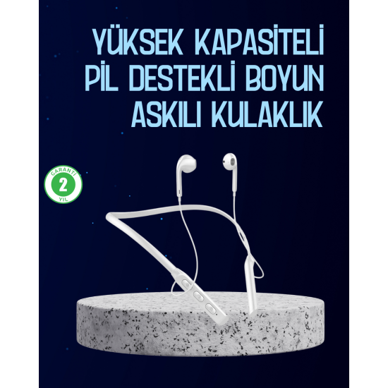USB Şarjlı Uzun Ömürlü Boyun Askılı Bluetooth Kulaklık