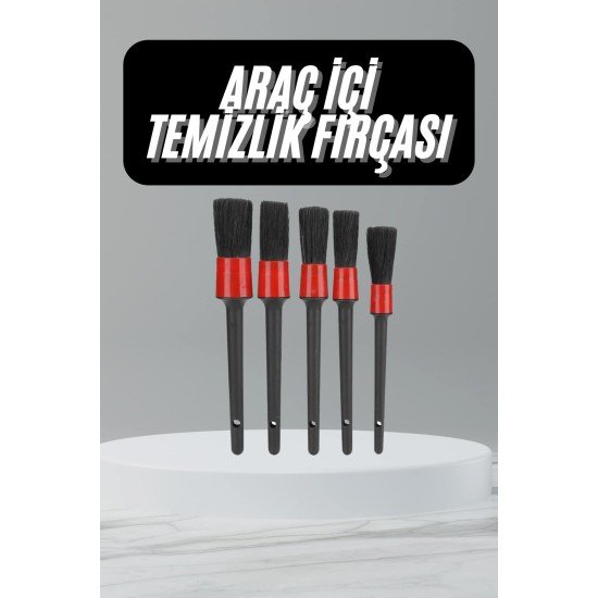 5 Adet Oto Detaylı Temizleyici Araç İçi Temizlik Fırça Seti Koltuk Döşeme Kapı Toz Alma Fırçası