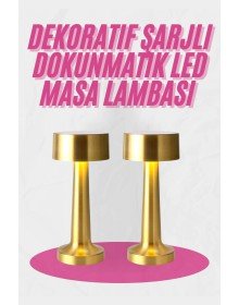 Altın Rengi Masa ve Gece Lambası Dokunmatik Şarjlı Masa Lambası