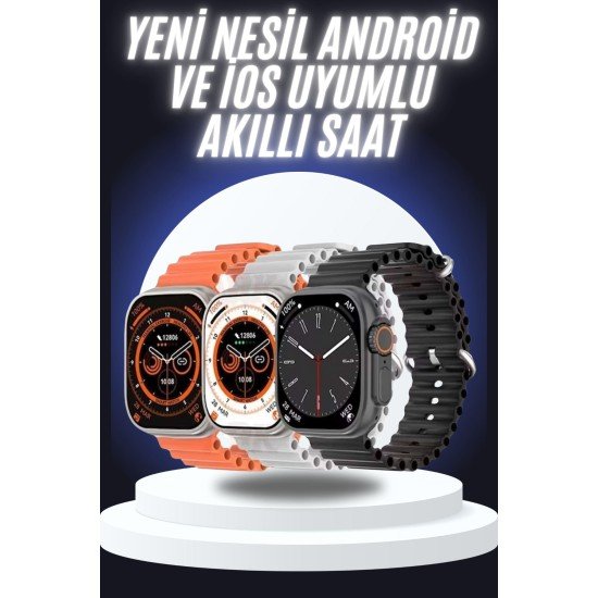 Yeni Nesil Akıllı Saat Çok Yönlü Titreşimli 49 MM Android ve İOS Uyumlu Yeni Nesil Akıllı Saat Çok Yönlü Titreşimli 49 MM Android ve İOS Uyumlu